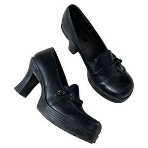 Vintage 90s y2k Xhilaration Bratz Black Chunky Heeled Platform Shoes